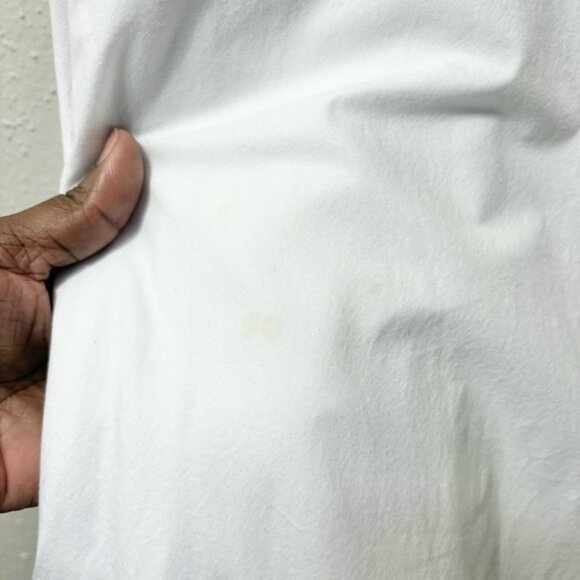 STAUD Finely Twisted Front Midi Dress Classic White V-Neck Puff Sleeve, Size 8 - Picture 5 of 14